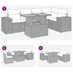 vidaXL Set mobilier grădină cu perne, 6 piese, gri, poliratan