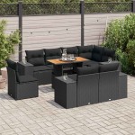 vidaXL Set mobilier de grădină cu perne, 9 piese, negru, poliratan vidaXL Set mobilier de grădină cu perne, 9 piese, negru, poliratan