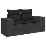 vidaXL Set mobilier de grădină cu perne, 8 piese, negru, poliratan vidaXL Set mobilier de grădină cu perne, 8 piese, negru, poliratan