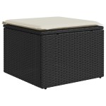 vidaXL Set mobilier grădină perne 9 piese negru poliratan/lemn acacia vidaXL Set mobilier grădină perne 9 piese negru poliratan/lemn acacia