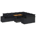 vidaXL Set canapele de grădină cu perne, 10 piese, negru, poliratan vidaXL Set canapele de grădină cu perne, 10 piese, negru, poliratan