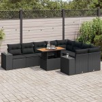 vidaXL Set canapele de grădină cu perne, 10 piese, negru, poliratan vidaXL Set canapele de grădină cu perne, 10 piese, negru, poliratan