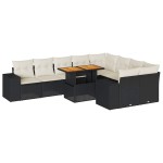 vidaXL Set canapele de grădină cu perne, 10 piese, negru, poliratan
