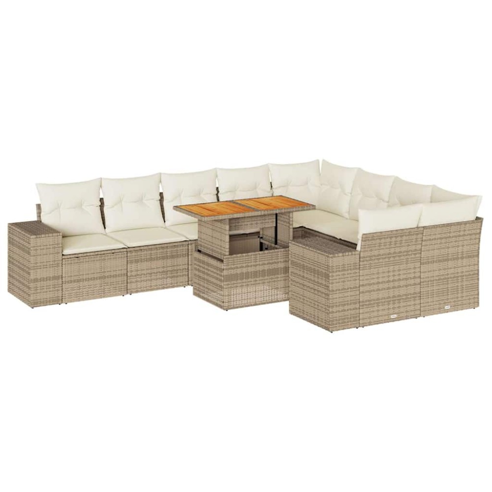 vidaXL Set canapele de grădină cu perne, 10 piese, bej, poliratan