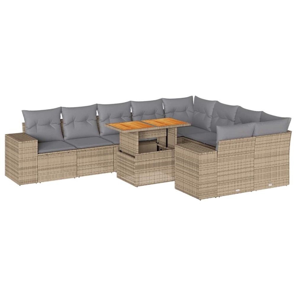 vidaXL Set canapele de grădină cu perne, 10 piese, bej, poliratan