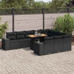 vidaXL Set canapele de grădină cu perne, 10 piese, negru, poliratan vidaXL Set canapele de grădină cu perne, 10 piese, negru, poliratan