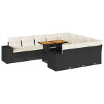 vidaXL Set canapele de grădină cu perne, 10 piese, negru, poliratan