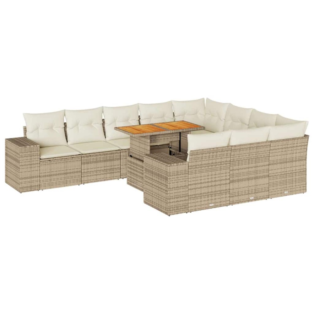 vidaXL Set canapele de grădină cu perne, 10 piese, bej, poliratan