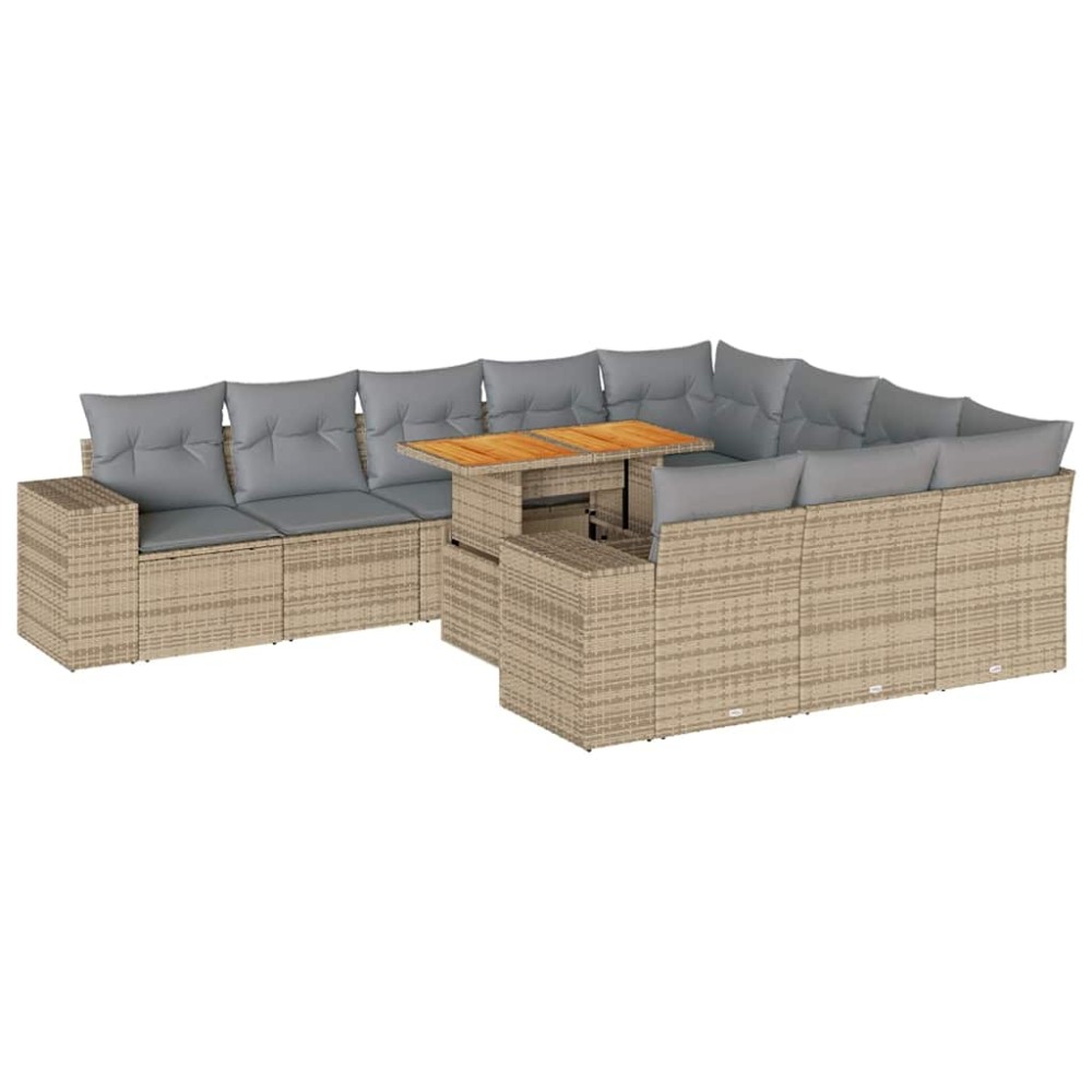 vidaXL Set canapele de grădină cu perne, 10 piese, bej, poliratan