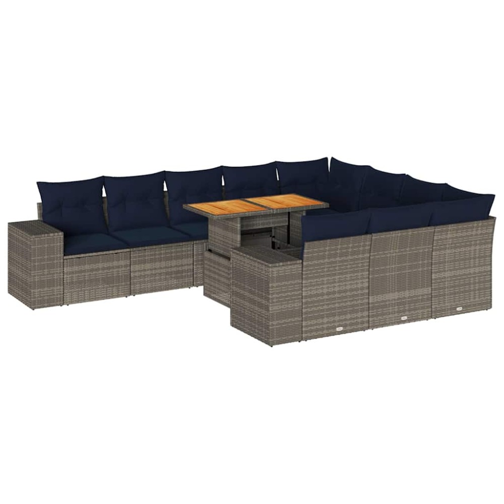 vidaXL Set canapele de grădină cu perne, 11 piese, gri, poliratan