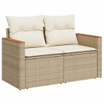 vidaXL Set canapele de grădină cu perne 5 piese bej poliratan/acacia vidaXL Set canapele de grădină cu perne 5 piese bej poliratan/acacia