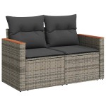 vidaXL Set canapea de grădină cu perne, 5 piese, poliratan/lemn acacia vidaXL Set canapea de grădină cu perne, 5 piese, poliratan/lemn acacia