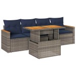 vidaXL Set canapea de grădină cu perne, 5 piese, gri, poliratan