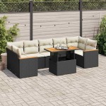 vidaXL Set mobilier grădină perne 8 piese negru, poliratan/lemn acacia vidaXL Set mobilier grădină perne 8 piese negru, poliratan/lemn acacia