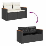 vidaXL Set mobilier grădină perne 8 piese negru, poliratan/lemn acacia vidaXL Set mobilier grădină perne 8 piese negru, poliratan/lemn acacia