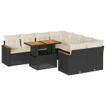 vidaXL Set mobilier grădină perne 9 piese negru poliratan/lemn acacia vidaXL Set mobilier grădină perne 9 piese negru poliratan/lemn acacia
