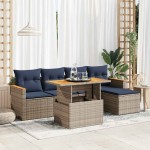 vidaXL Set mobilier grădină cu perne, 6 piese, gri, poliratan vidaXL Set mobilier grădină cu perne, 6 piese, gri, poliratan