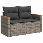 vidaXL Set canapea de grădină cu perne, 5 piese, poliratan/lemn acacia vidaXL Set canapea de grădină cu perne, 5 piese, poliratan/lemn acacia
