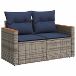 vidaXL Set canapea de grădină cu perne, 5 piese, gri, poliratan vidaXL Set canapea de grădină cu perne, 5 piese, gri, poliratan