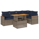 vidaXL Set mobilier grădină cu perne, 6 piese, gri, poliratan