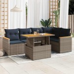 vidaXL Set mobilier grădină cu perne, 6 piese, gri, poliratan
