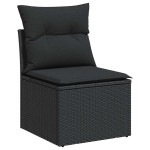 vidaXL Set mobilier grădină perne 9 piese negru poliratan/lemn acacia vidaXL Set mobilier grădină perne 9 piese negru poliratan/lemn acacia