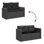 vidaXL Set mobilier grădină perne 9 piese negru poliratan/lemn acacia vidaXL Set mobilier grădină perne 9 piese negru poliratan/lemn acacia