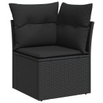 vidaXL Set mobilier grădină perne 8 piese negru, poliratan/lemn acacia vidaXL Set mobilier grădină perne 8 piese negru, poliratan/lemn acacia