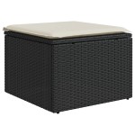 vidaXL Set mobilier grădină perne 8 piese negru, poliratan/lemn acacia vidaXL Set mobilier grădină perne 8 piese negru, poliratan/lemn acacia