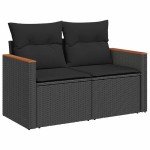 vidaXL Set canapele de grădină cu perne, 10 piese, negru, poliratan vidaXL Set canapele de grădină cu perne, 10 piese, negru, poliratan