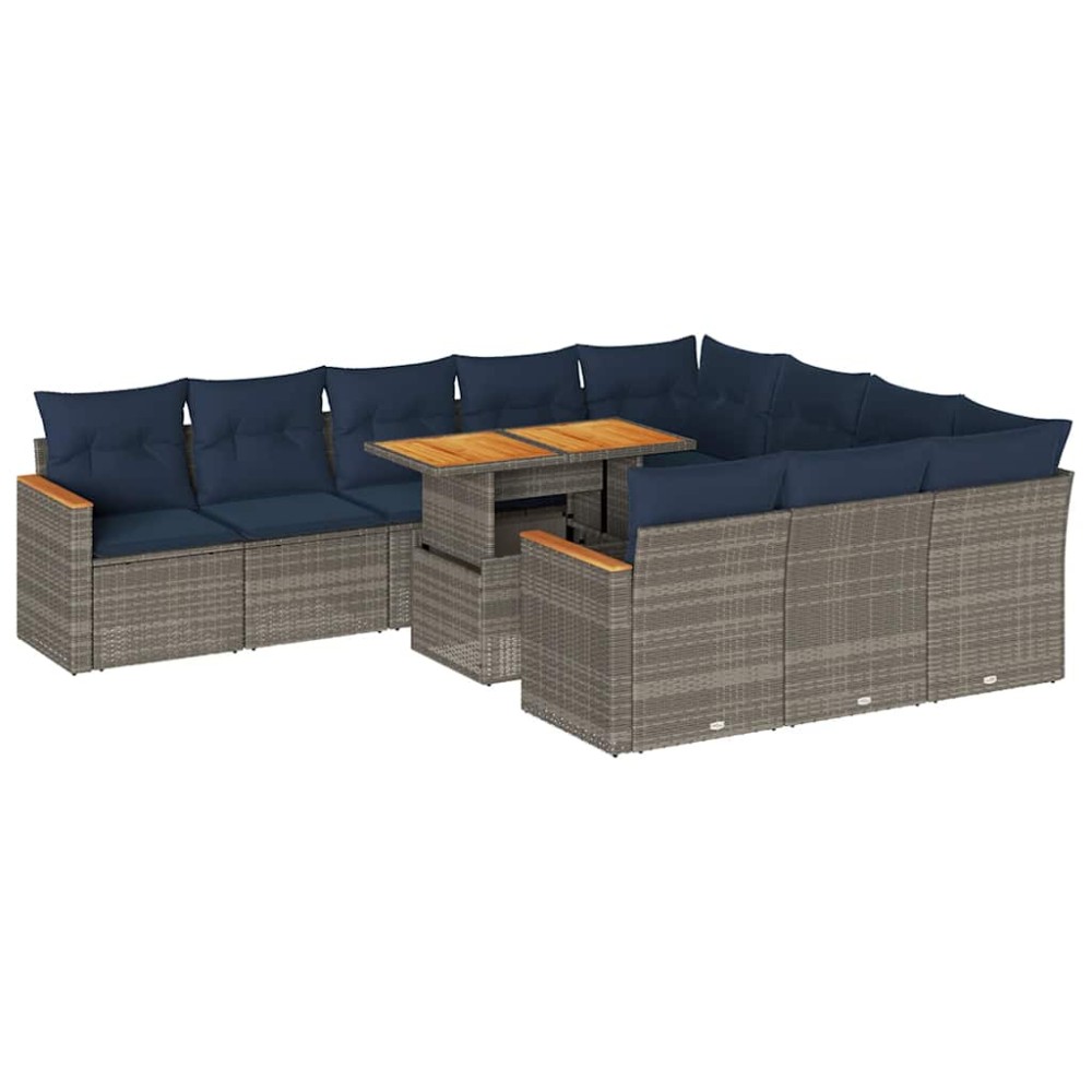 vidaXL Set canapele de grădină cu perne, 11 piese, gri, poliratan