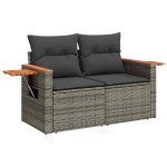 vidaXL Set canapea de grădină cu perne, 5 piese, poliratan/lemn acacia vidaXL Set canapea de grădină cu perne, 5 piese, poliratan/lemn acacia