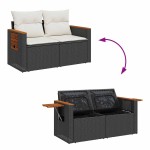 vidaXL Set mobilier grădină perne 6 piese negru poliratan/lemn acacia vidaXL Set mobilier grădină perne 6 piese negru poliratan/lemn acacia