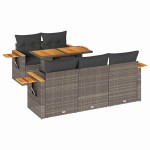 vidaXL Set mobilier grădină cu perne 6 piese gri poliratan/lemn acacia