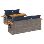vidaXL Set mobilier grădină cu perne, 6 piese, gri, poliratan