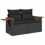 vidaXL Set mobilier grădină perne 8 piese negru, poliratan/lemn acacia vidaXL Set mobilier grădină perne 8 piese negru, poliratan/lemn acacia