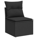 vidaXL Set mobilier grădină perne 8 piese negru, poliratan/lemn acacia vidaXL Set mobilier grădină perne 8 piese negru, poliratan/lemn acacia