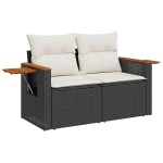 vidaXL Set mobilier grădină perne 8 piese negru, poliratan/lemn acacia vidaXL Set mobilier grădină perne 8 piese negru, poliratan/lemn acacia