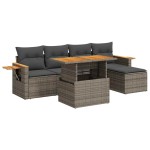vidaXL Set mobilier grădină cu perne 6 piese gri poliratan/lemn acacia