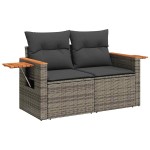 vidaXL Set canapea de grădină cu perne, 5 piese, poliratan/lemn acacia vidaXL Set canapea de grădină cu perne, 5 piese, poliratan/lemn acacia