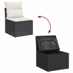 vidaXL Set mobilier grădină perne 9 piese negru poliratan/lemn acacia vidaXL Set mobilier grădină perne 9 piese negru poliratan/lemn acacia