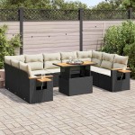 vidaXL Set canapele de grădină cu perne, 10 piese, negru, poliratan vidaXL Set canapele de grădină cu perne, 10 piese, negru, poliratan
