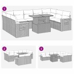 vidaXL Set canapele de grădină cu perne, 10 piese, negru, poliratan vidaXL Set canapele de grădină cu perne, 10 piese, negru, poliratan