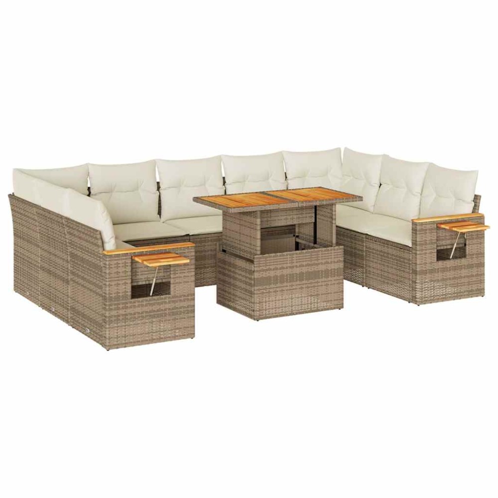 vidaXL Set canapele de grădină cu perne, 10 piese, bej, poliratan