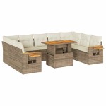 vidaXL Set canapele de grădină cu perne, 10 piese, bej, poliratan