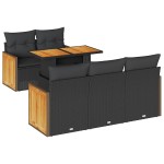 vidaXL Set mobilier grădină perne 6 piese negru poliratan/lemn acacia vidaXL Set mobilier grădină perne 6 piese negru poliratan/lemn acacia