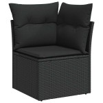 vidaXL Set mobilier grădină perne 8 piese negru, poliratan/lemn acacia vidaXL Set mobilier grădină perne 8 piese negru, poliratan/lemn acacia