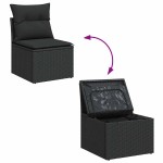vidaXL Set mobilier grădină perne 8 piese negru, poliratan/lemn acacia vidaXL Set mobilier grădină perne 8 piese negru, poliratan/lemn acacia