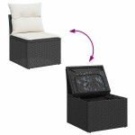 vidaXL Set mobilier grădină perne 8 piese negru, poliratan/lemn acacia vidaXL Set mobilier grădină perne 8 piese negru, poliratan/lemn acacia