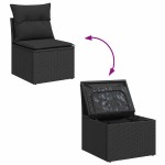 vidaXL Set mobilier grădină perne 6 piese negru poliratan/lemn acacia vidaXL Set mobilier grădină perne 6 piese negru poliratan/lemn acacia